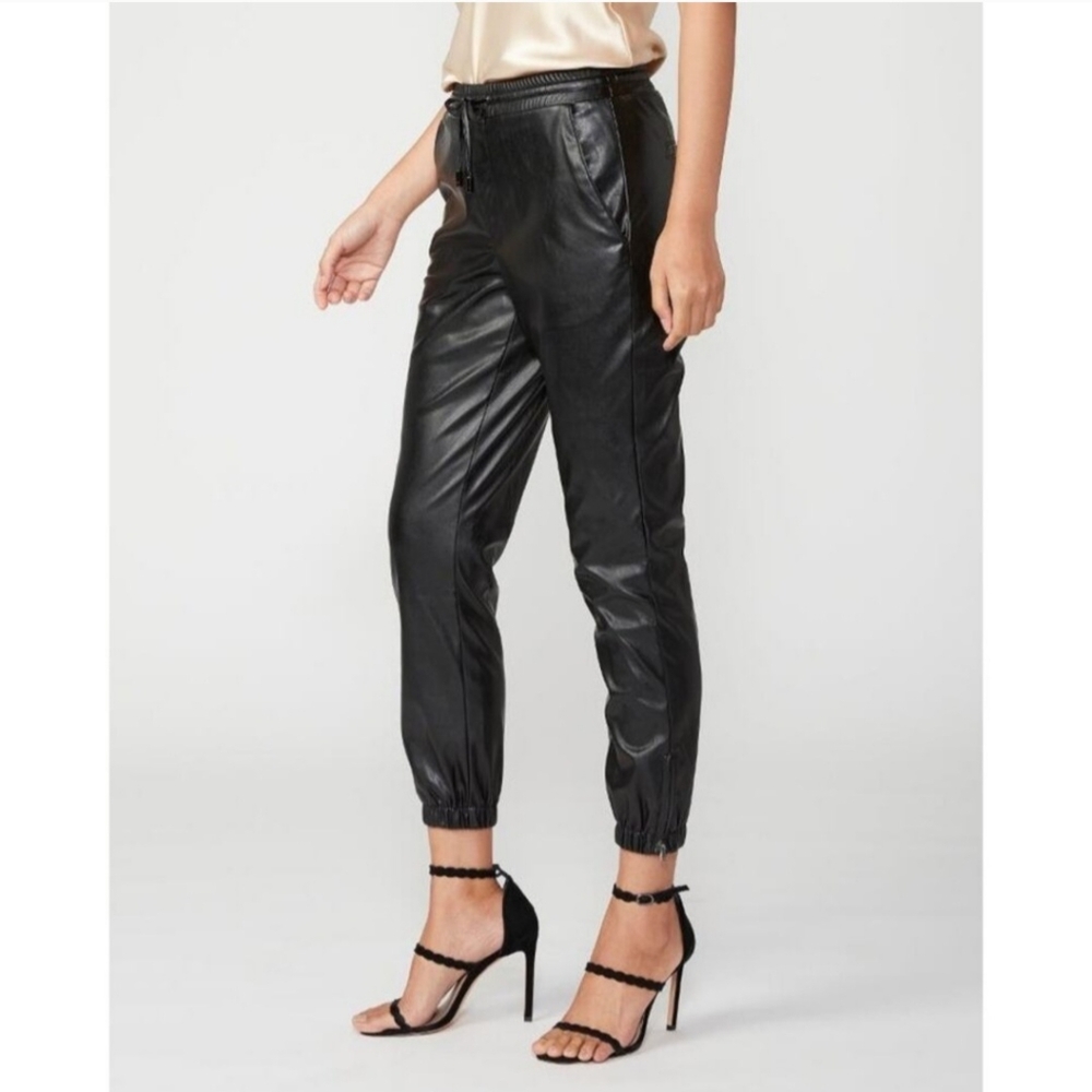 Paige Viviette High Rise Vegan Leather Jogger Black S